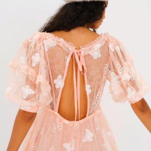 For love and lemons light peach lace mini dress in size small - Picture 15 of 16